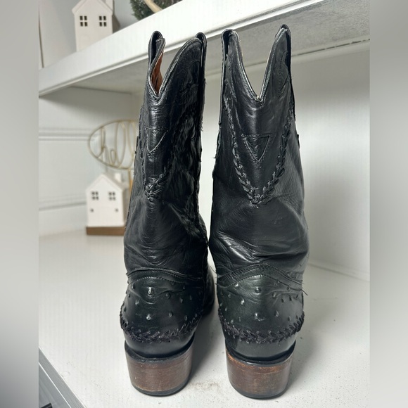 Texas Country Men’s 10D Ostrich Cowboy Boots Black Exotic Western - Picture 6 of 9